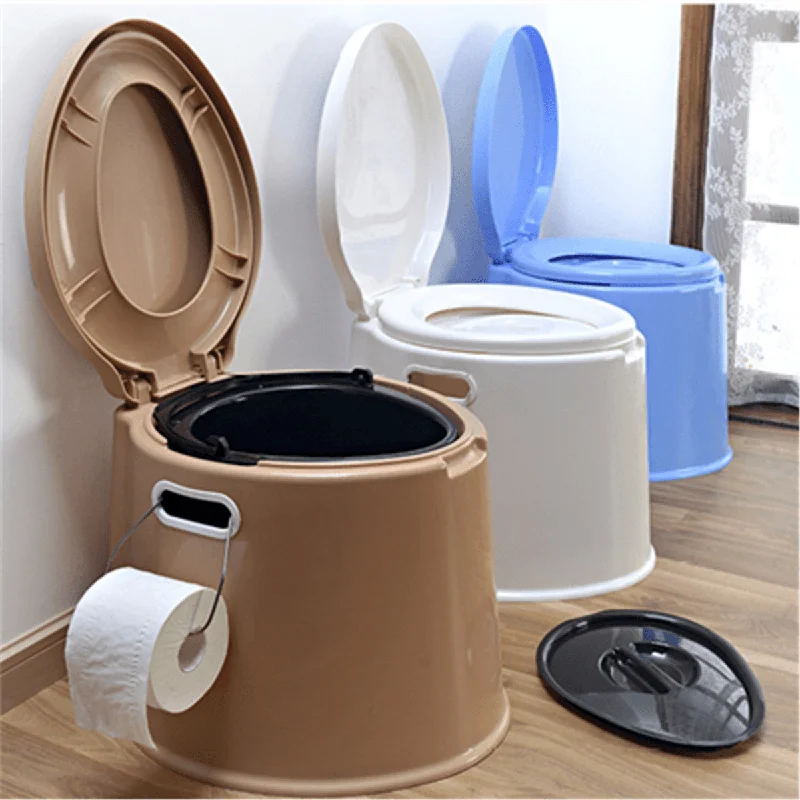 Windproof tankPortable Travel Toilet Compact Potty Bucket Seats Waste Tank Lightweight Outdoor Indoor Toilet for Camping Hiking Boating Caravan Campsite Hospital