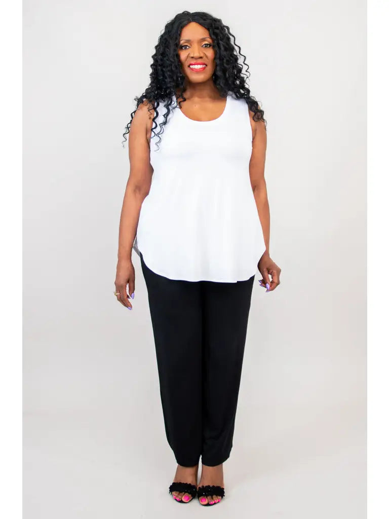 Outdoor jacketWHITE FLOWY BAMBOO TANK TOP