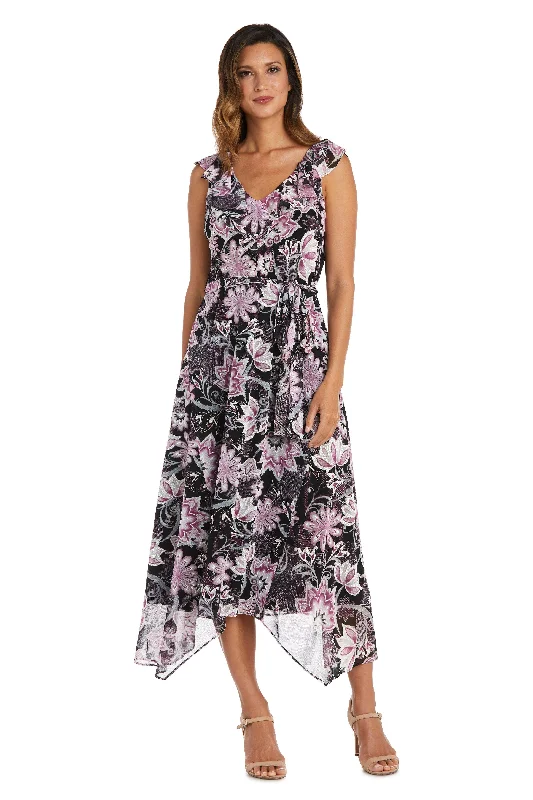 TightsuitR&M Richards 9254 High Low Floral Print Dress