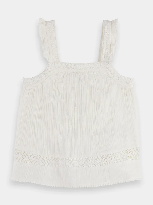 Hiking hoodieKids - Lace detail crinkle cotton tank top