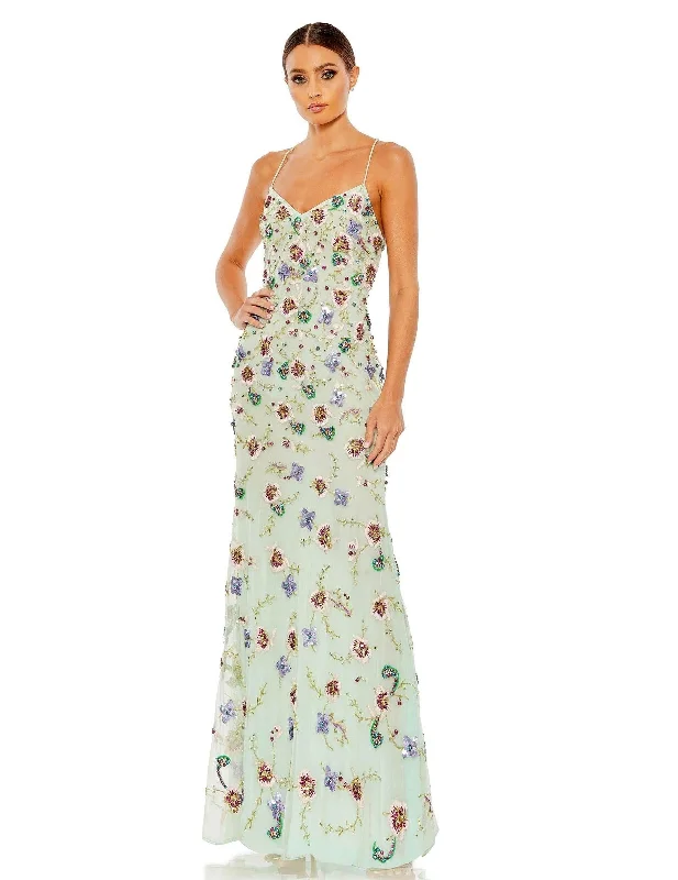 TightdesignMac Duggal 10890 Spaghetti Strap Long Formal Floral Dress