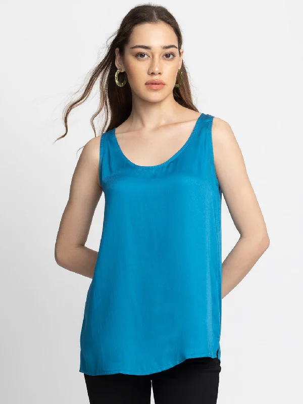 High-visibility hoodieBlue Keyhole Tank Top