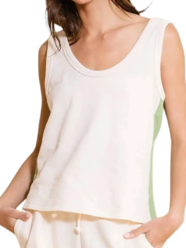 Trail hoodieContrast Stripe Tank Top In Cream/sage