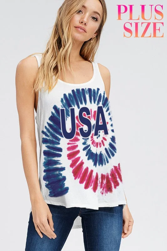 Running singletUSA Tie-Dye Tank Top