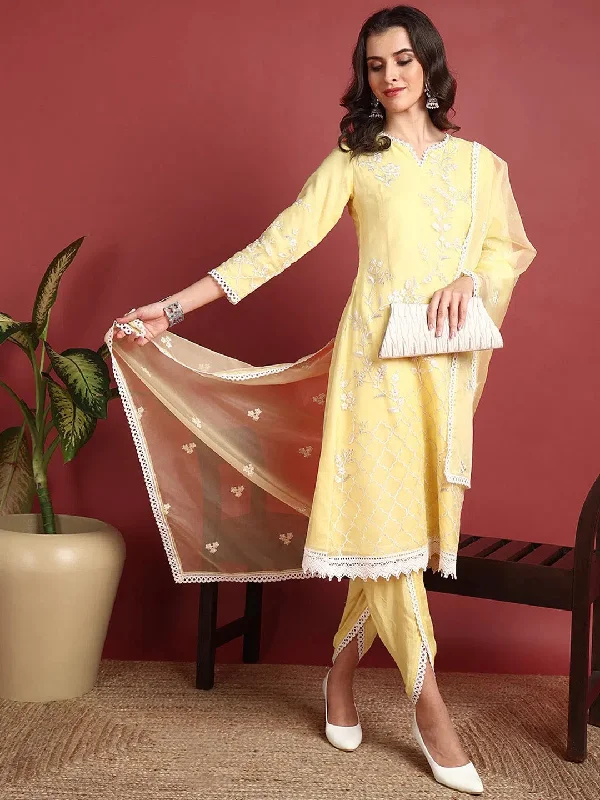 Ahika Organza Solid Yellow Indian Ethnic-PKSKD2433_XS