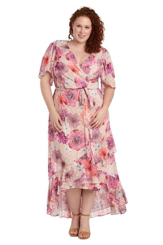 TightdefenseNightway High Low Floral Plus Size Dress 22138W