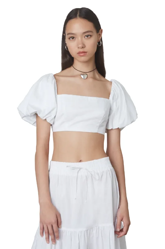 Windproof teeWhite Puff Sleeve Cropped Julianne Top