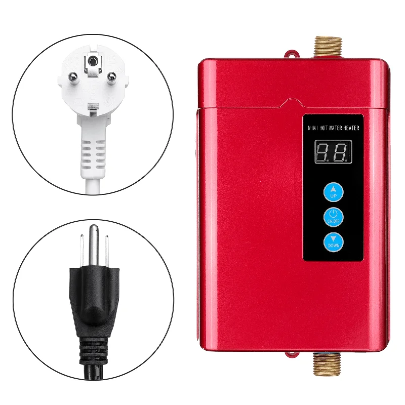 Gym singlet4000W LCD Mini Electric Tankless Hot Water Heater Instant Heating for Bathroom Kitchen Washing