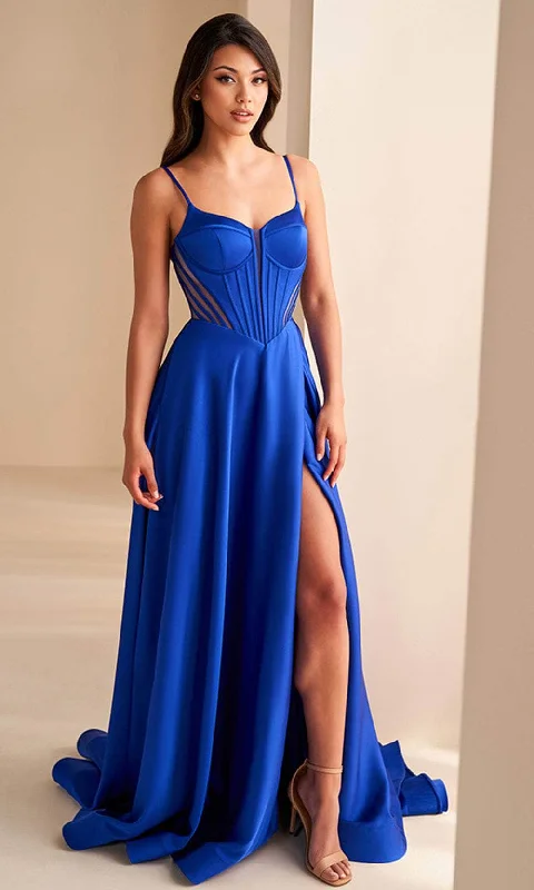 TightknotEllie Wilde EW36227 - Plunging Neck A-Line Prom Dress