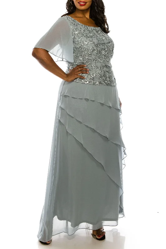 TightrhythmLe Bos Plus Size Long Chiffon Tiered Dress 27708