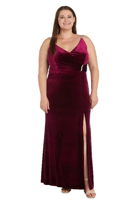 TightraceNightway Long Plus Size Velvet Formal Gown 22093W