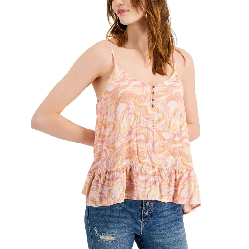 Running singletHIPPIE ROSE - Marble Ruffled-Hem Tank Top