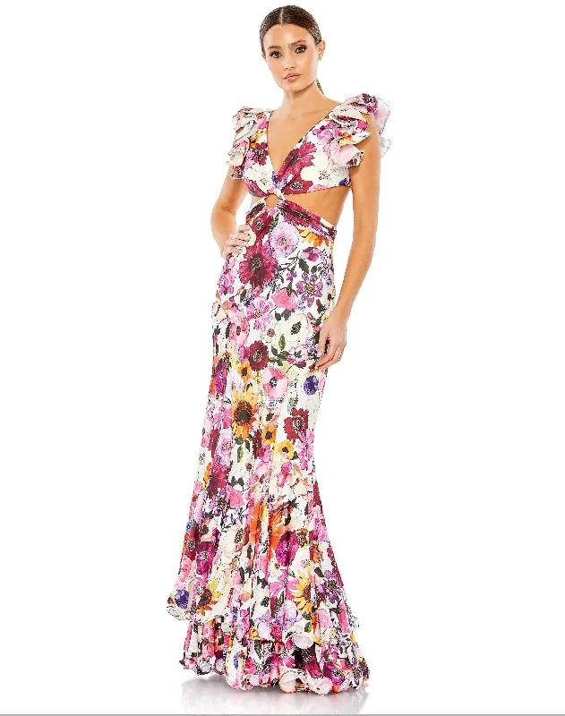 TighthugMac Duggal 68107 Long Floral Print Formal Prom Gown