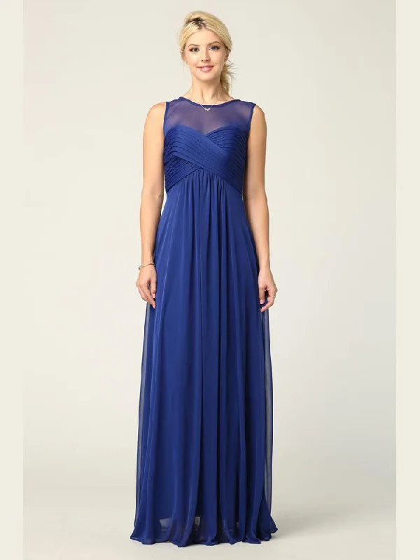 TightlippedLong Sleeveless Bridesmaids Stretch Chiffon Dress Sale