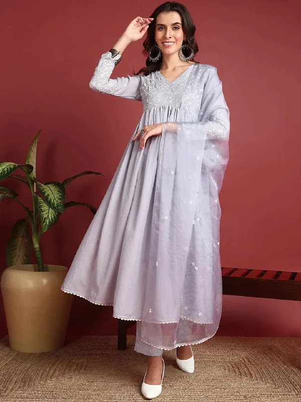 Ahika Cotton Solid Grey Indian Ethnic