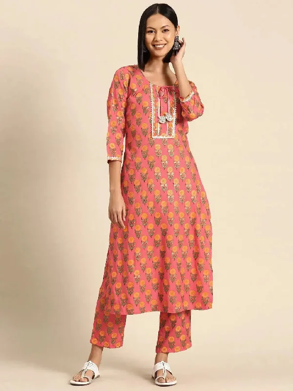 Kurta Pyajama with gota work in Powder Blue all over print