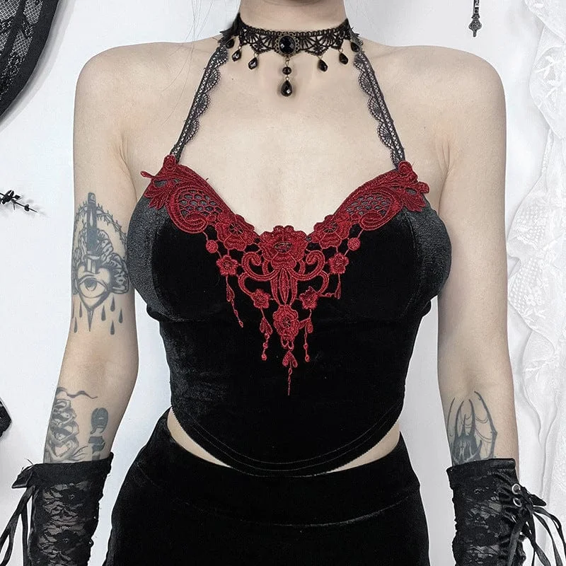 Waterproof jacketWomen's Gothic Lace Splice Halterneck Tank Top