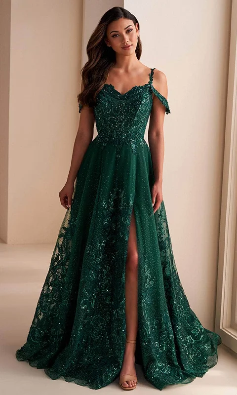 TightfitEllie Wilde EW36220 - A-Line Beaded Lace Prom Gown