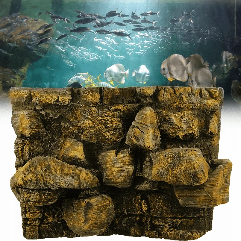 Lightweight vest3D PU Rock Stone Aquarium Background Backdrop Reptile Board Fish Tank Decorations