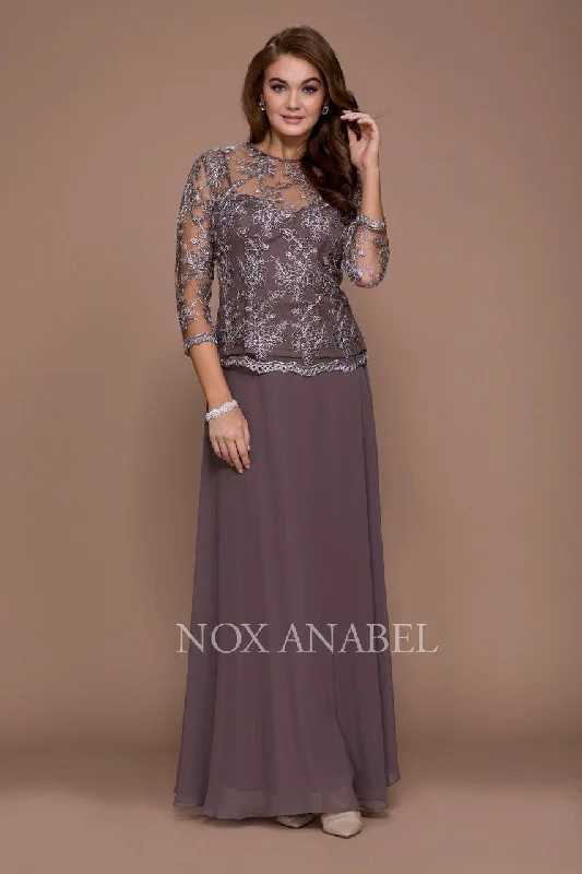 TightcircleFormal Long Sleeve Mother of the Bride Dress Mocha