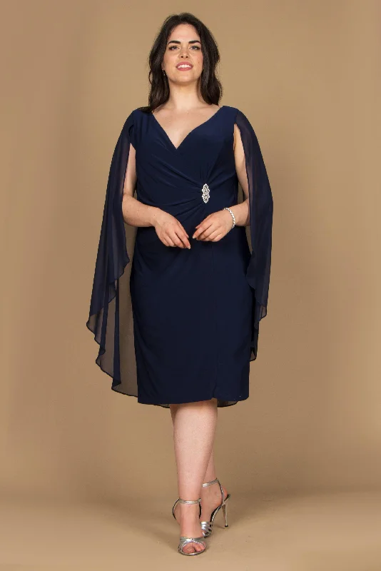 TightestR&M Richards 5806P Short Petite Chiffon Cape Dress