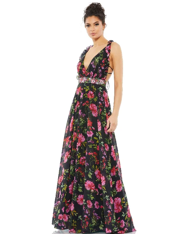 TightjacketMac Duggal 9156 Long Formal Floral Print Prom Gown