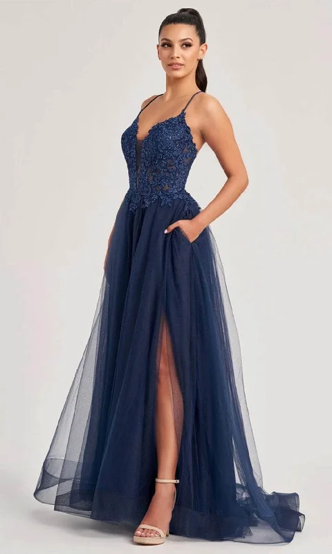 TightcuffColette By Daphne CL8320 - Plunging Applique Prom Gown