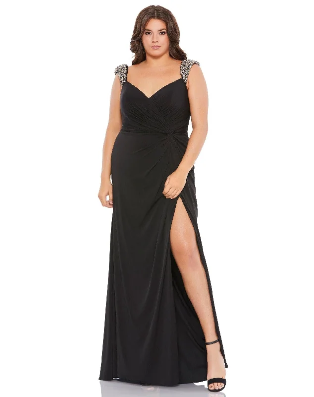 TightsqueezeMac Duggal 49312 Long Formal Plus Size Beaded Gown