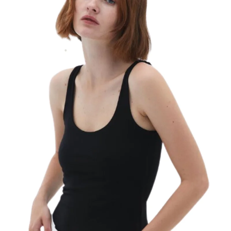 Running singletOXX0 - Black U Neck Cotton Tank Top