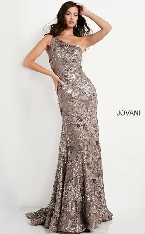 TightchainJovani 05076 One Shoulder Long Formal Dress