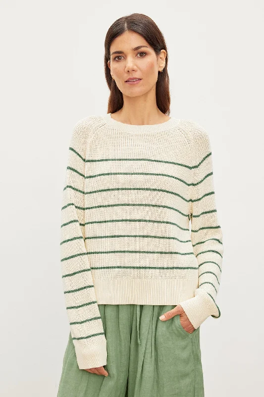 Boat Neck Knit TopsCHAYSE STRIPED CREW NECK SWEATER