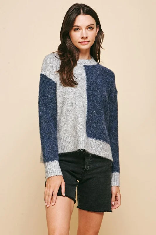 Silk Knit TopsColor Block Sweater