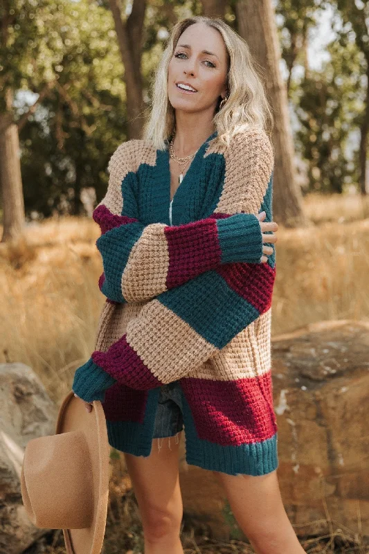 Tasseled Knit TopsJonah Chunky Knit Cardigan | Deep Topaz Multi