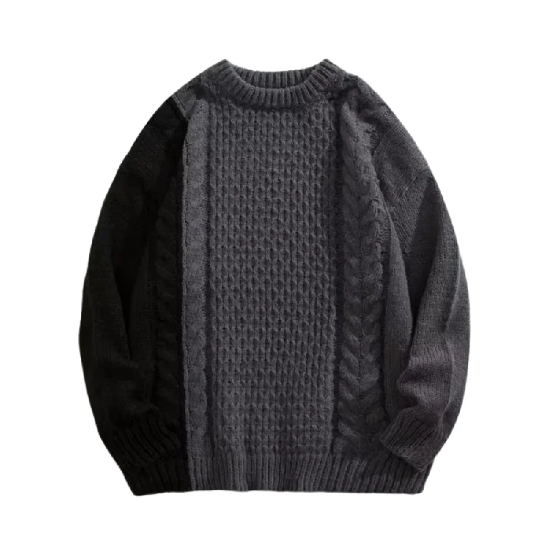 Band Merch Knit TopsLoose Contrast Knit Sweater