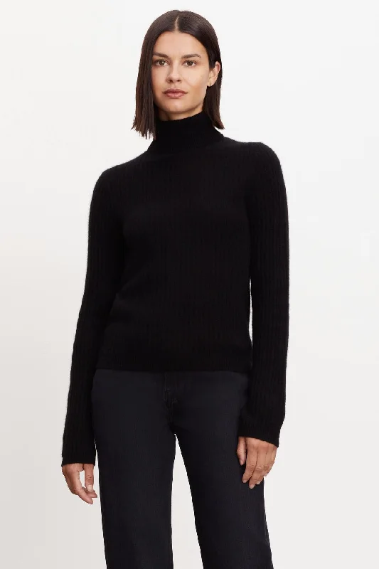 Recycled Fabric Knit TopsLORI CASHMERE TURTLENECK SWEATER