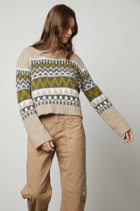 Polyester Knit TopsMAKENZIE ALPACA CABLE KNIT CREW NECK SWEATER