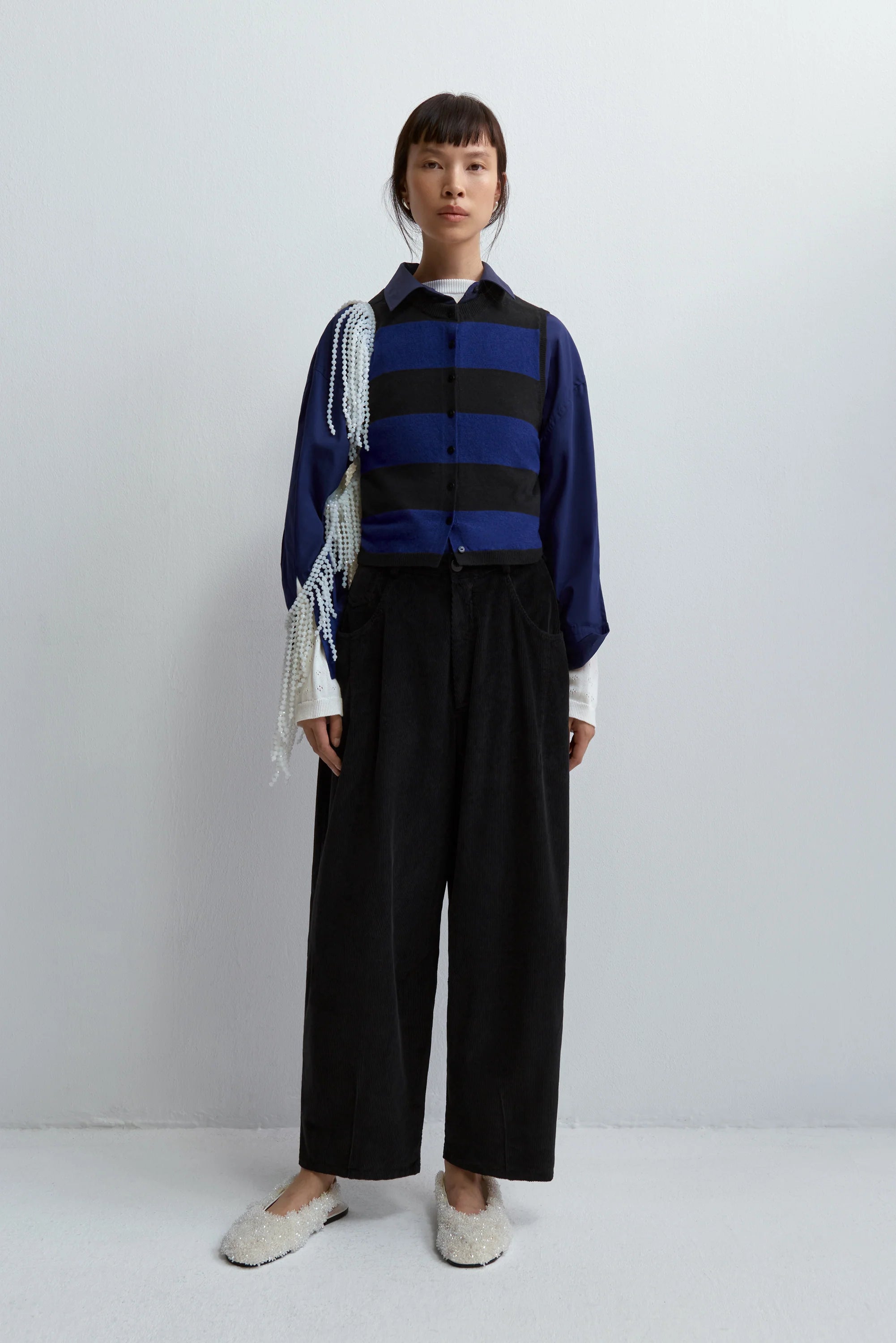 Limited Edition Knit TopsMerino Wool Striped Waistcoat Klein