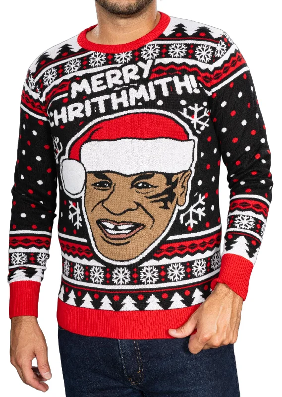 Plush Knit TopsMerry Chrithmith! Funny Boxer Knitted Ugly Christmas Sweater - Long Sleeve for Men and Women