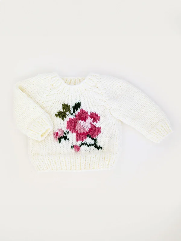 Spring Knit TopsRose Crewneck Knit Sweater