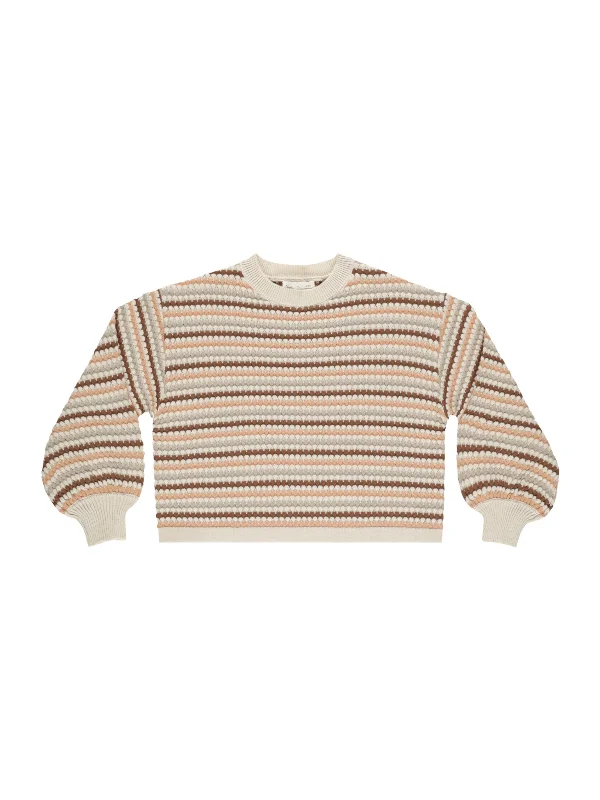 Fitted Knit TopsRylee & Cru Boxy Crop Sweater, Honeycomb Stripe