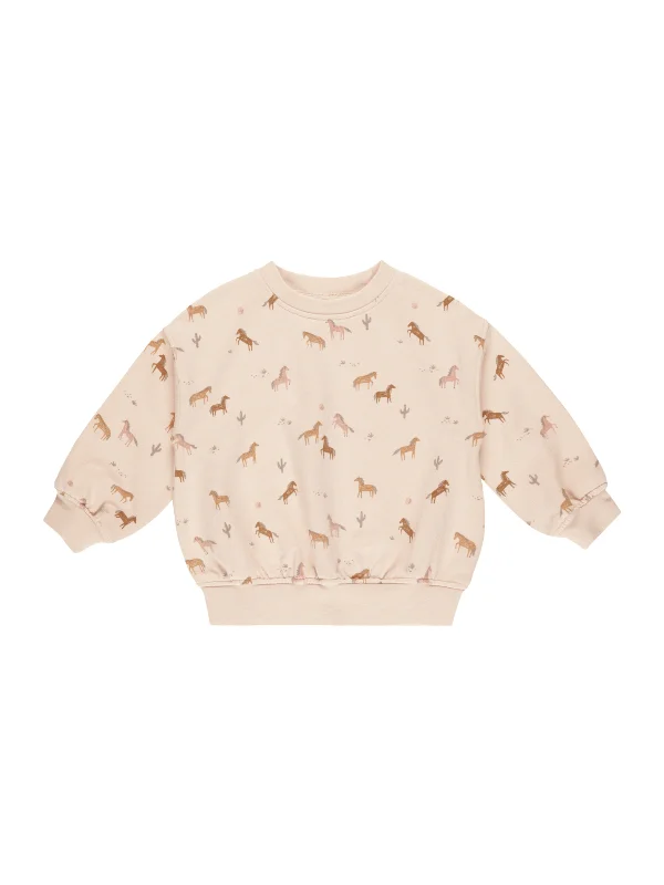 Cotton Knit TopsRylee & Cru Relaxed Sweatshirt, Horses