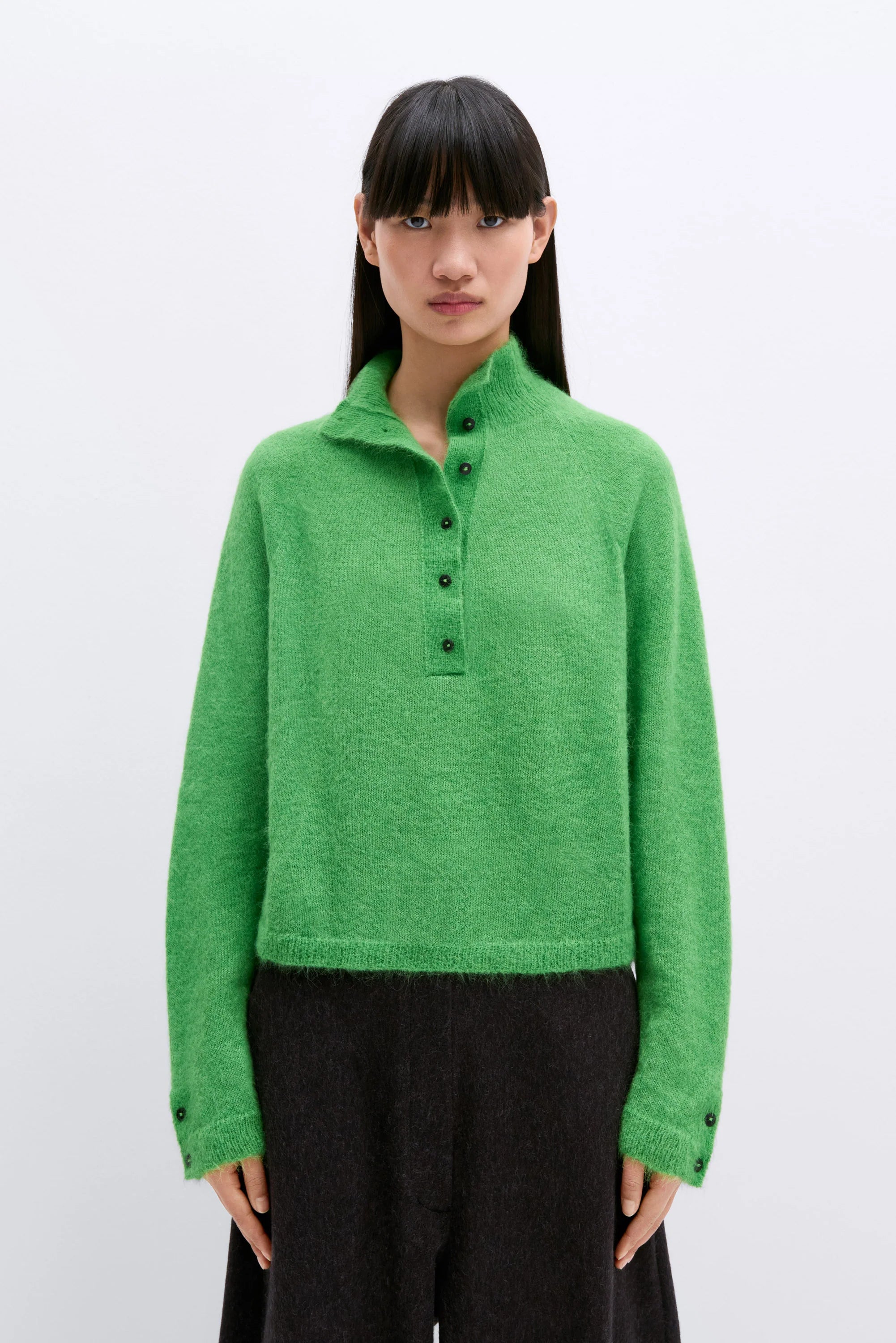 Cotton Knit TopsSuri Polo Sweater Bright Green