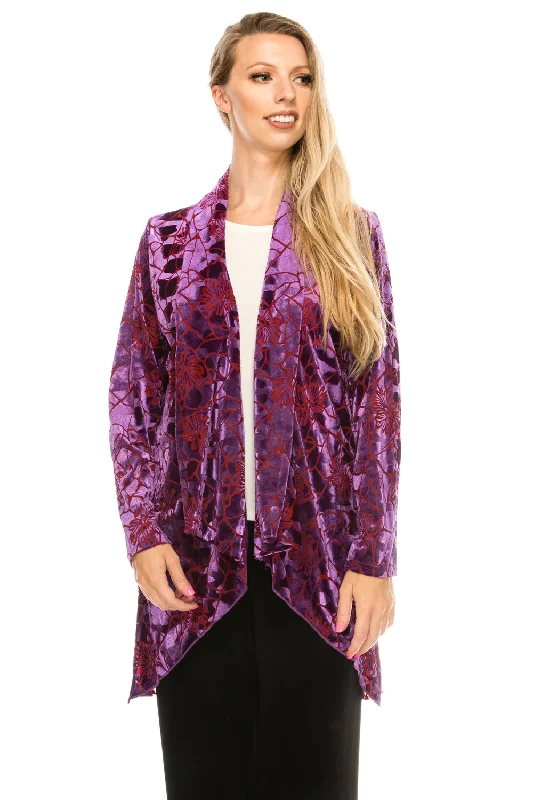 Pocketed JacketsVelvet Burnout Vegas Jacket Long Sleeve-4024VB-LRP1-B014