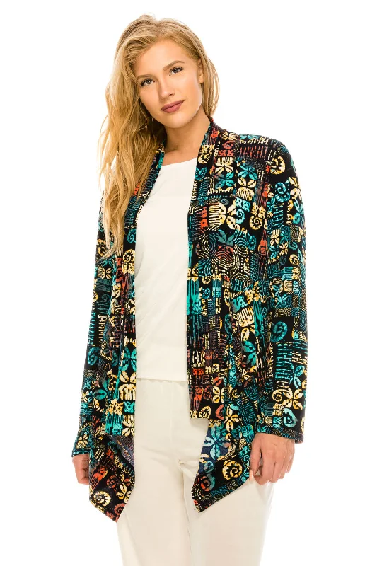 Luxury JacketsStretchy Print Mid Cut Jacket Long Sleeve Print Plus, 4028BN-LXP1-W167