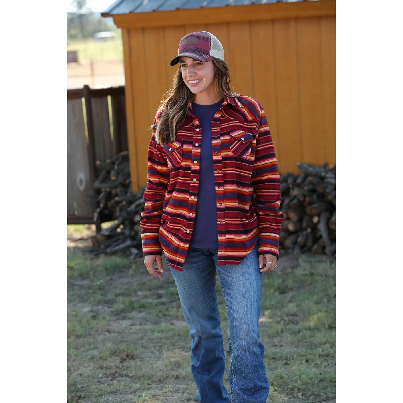 Hooded JacketsCinch Women's Red Serape Shirt Jacket