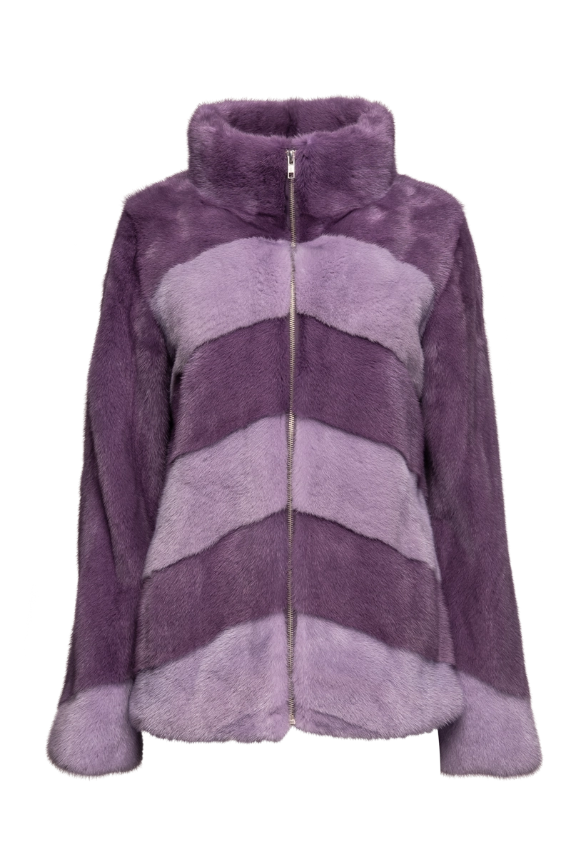 Sequined JacketsTwo Purples Zip Up Mink Fur Jacket