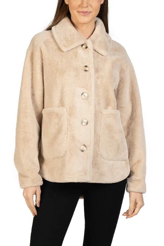 Metallic JacketsFaux Fur Button Coat