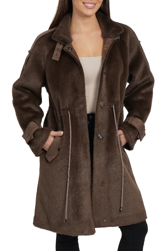 Fringed JacketsTracy Faux Fur Parka Coat