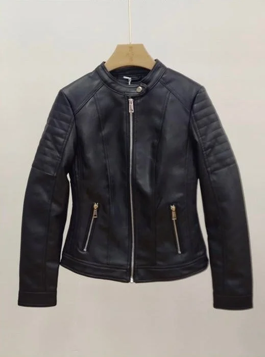 Canvas JacketsFaux-Leather Biker Jacket