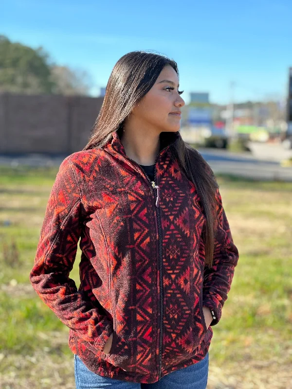 Logo JacketsRock&Roll Womens Panhandle Maroon Aztec Print Full Zip